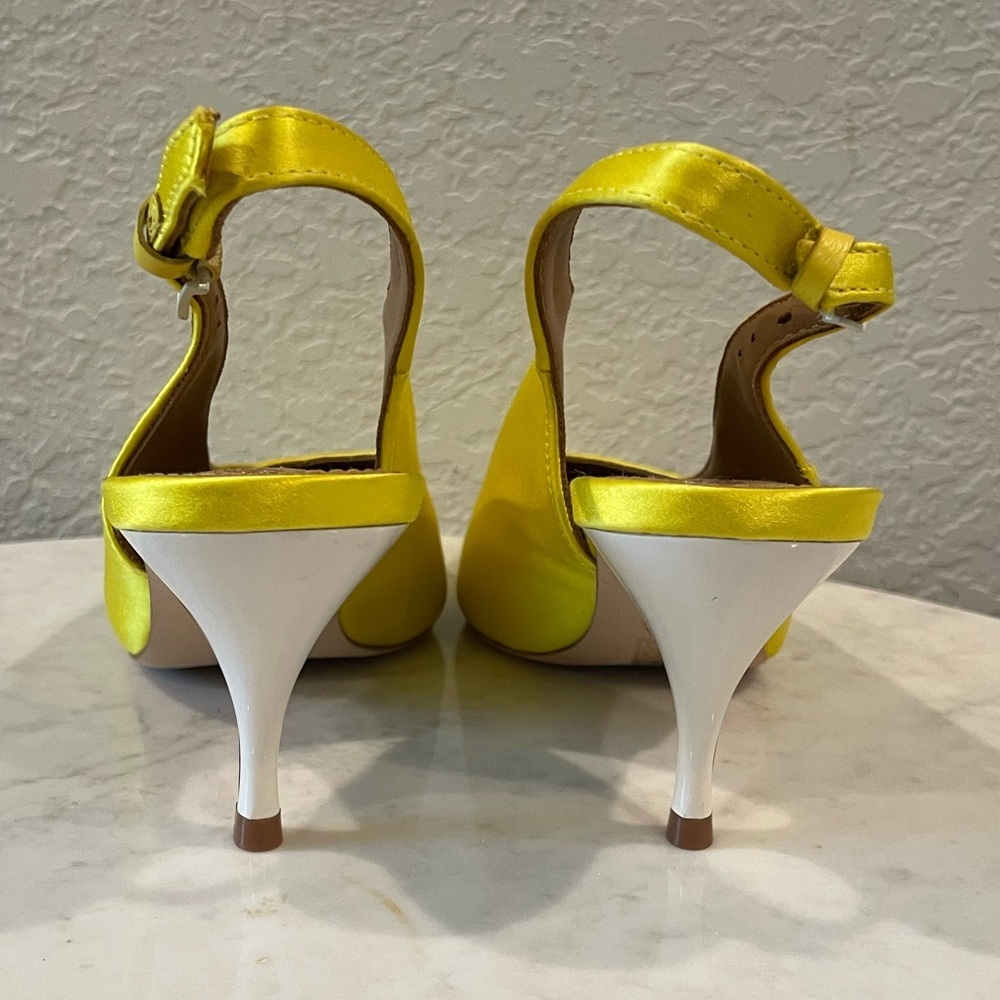 Tory Burch Runway Women’s Satin Slingback Pump Size 8, Yellow - Picture 7 of 10